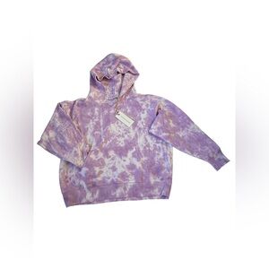 LoveShackFancy -Addison Hand dyed Cotton Hoodie.Long Sleeve. Purple Iris Size OS